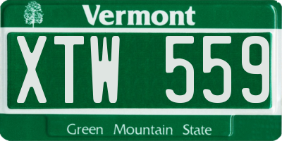 VT license plate XTW559