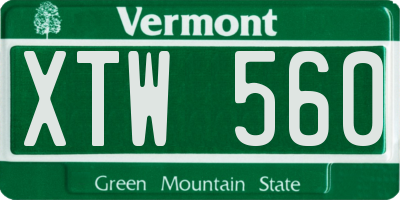 VT license plate XTW560