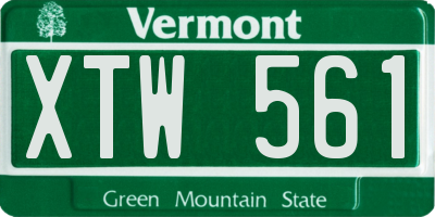 VT license plate XTW561