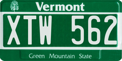 VT license plate XTW562