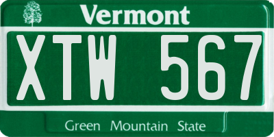 VT license plate XTW567