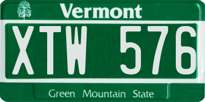 VT license plate XTW576