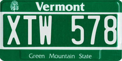 VT license plate XTW578