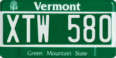 VT license plate XTW580