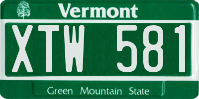 VT license plate XTW581