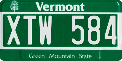 VT license plate XTW584