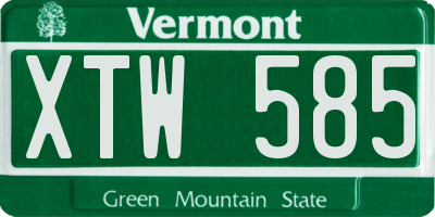 VT license plate XTW585