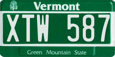 VT license plate XTW587