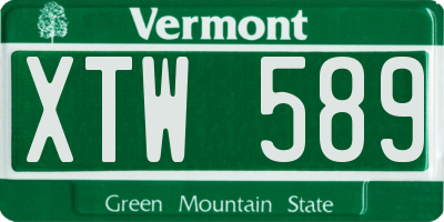 VT license plate XTW589