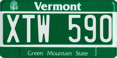 VT license plate XTW590