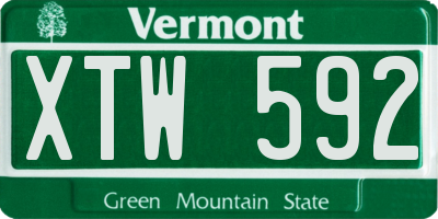 VT license plate XTW592