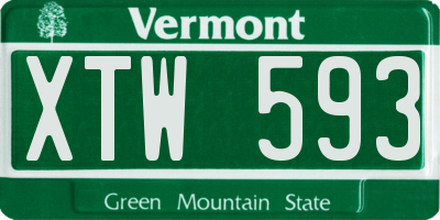 VT license plate XTW593