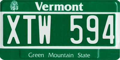 VT license plate XTW594