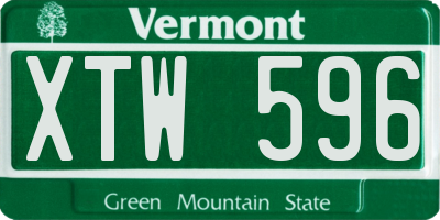 VT license plate XTW596