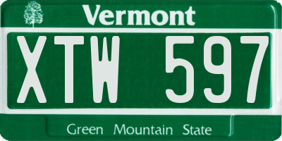 VT license plate XTW597