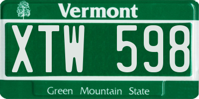 VT license plate XTW598
