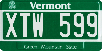 VT license plate XTW599