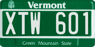 VT license plate XTW601