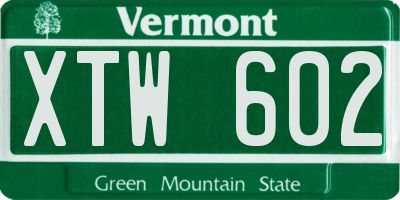 VT license plate XTW602