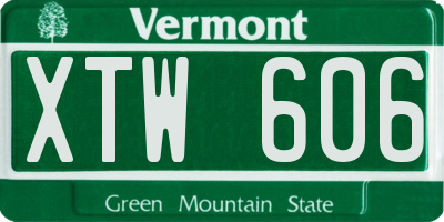 VT license plate XTW606