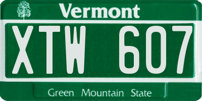 VT license plate XTW607