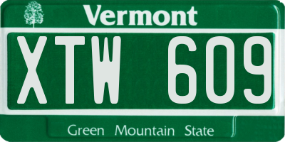 VT license plate XTW609