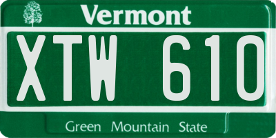 VT license plate XTW610