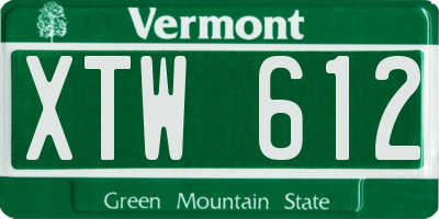 VT license plate XTW612