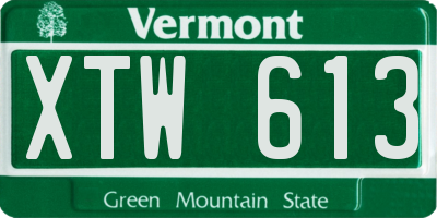 VT license plate XTW613