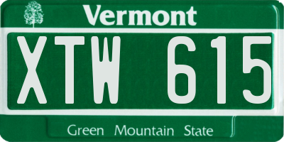 VT license plate XTW615