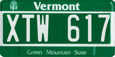 VT license plate XTW617