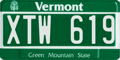 VT license plate XTW619