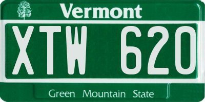 VT license plate XTW620