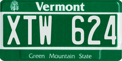 VT license plate XTW624