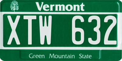 VT license plate XTW632