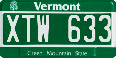 VT license plate XTW633