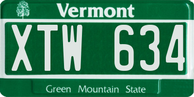 VT license plate XTW634