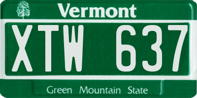 VT license plate XTW637