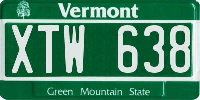 VT license plate XTW638