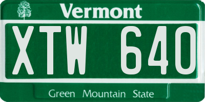 VT license plate XTW640