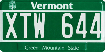 VT license plate XTW644