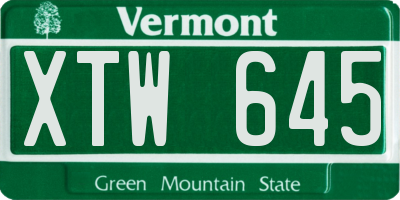 VT license plate XTW645
