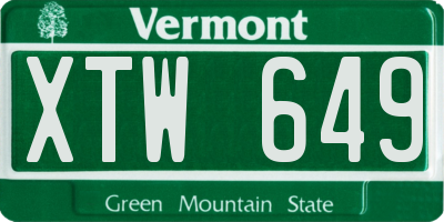 VT license plate XTW649