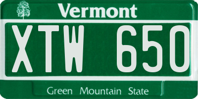 VT license plate XTW650