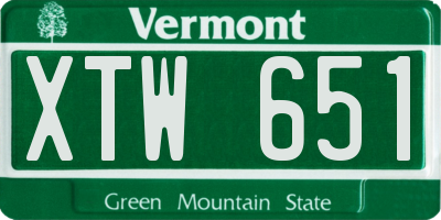 VT license plate XTW651