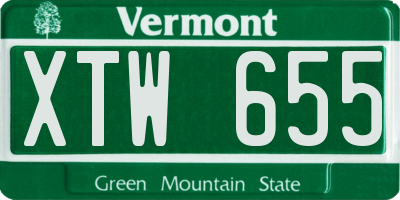 VT license plate XTW655