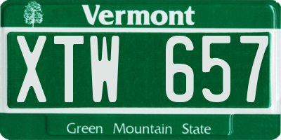 VT license plate XTW657