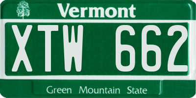 VT license plate XTW662