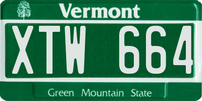 VT license plate XTW664