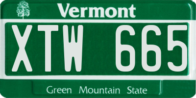 VT license plate XTW665